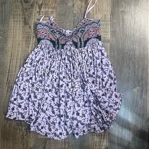 Free People strapless patterned purple romper  XS